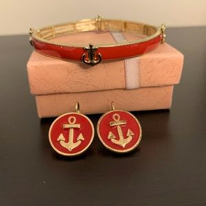 Enamel Anchor Bracelet & Earrings